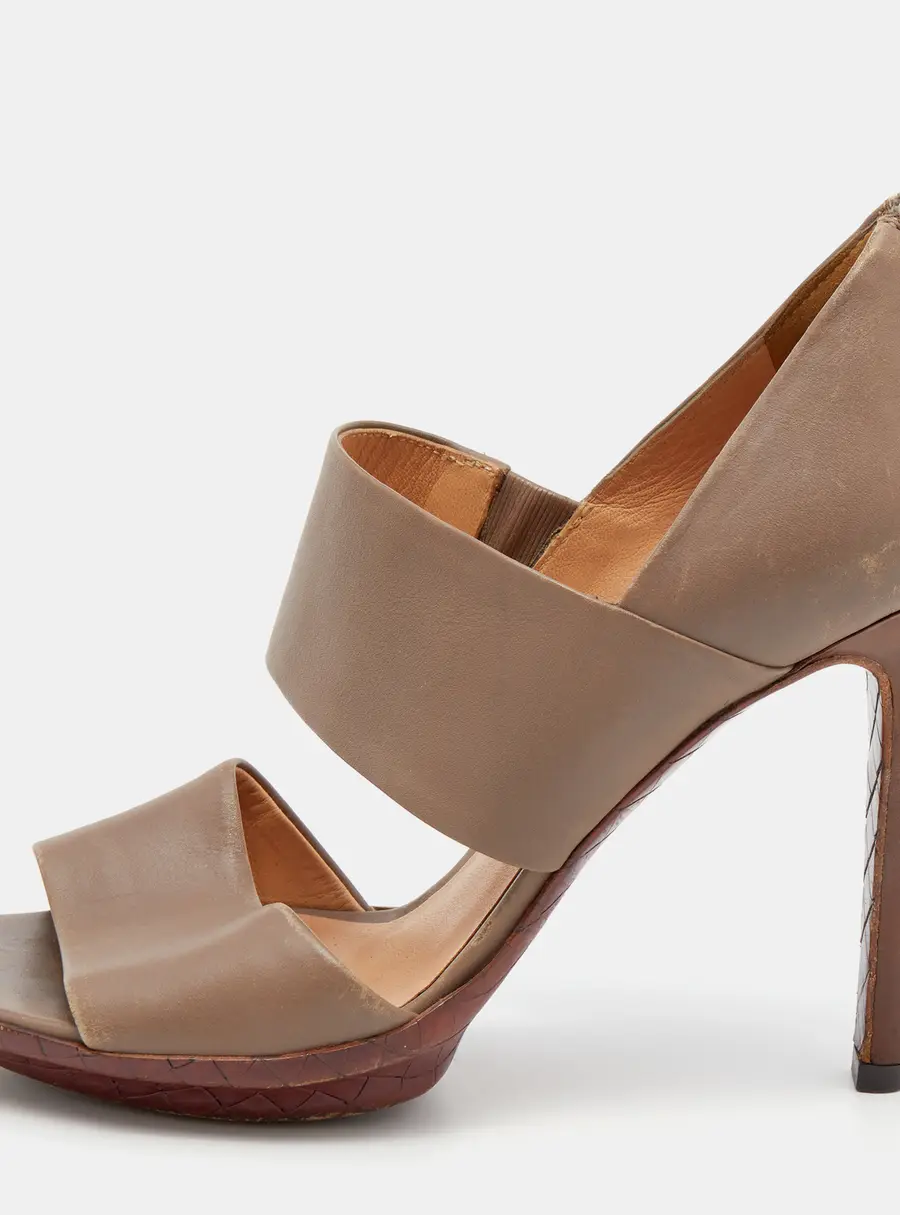 Bottega Veneta Brown Leather Platform Sandals Size 36