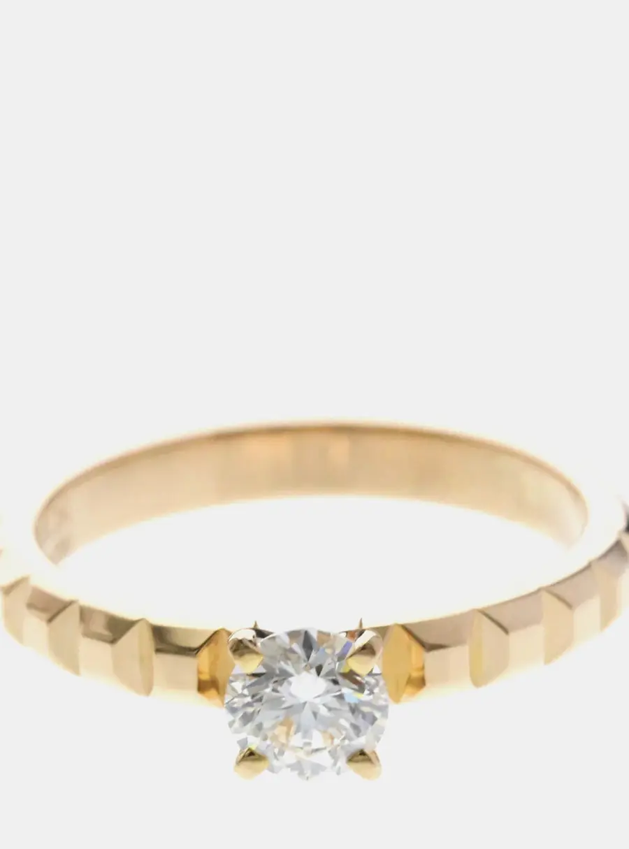 Boucheron Clou de Paris 18k Pink Gold Diamond Solitaire Ring EU 52