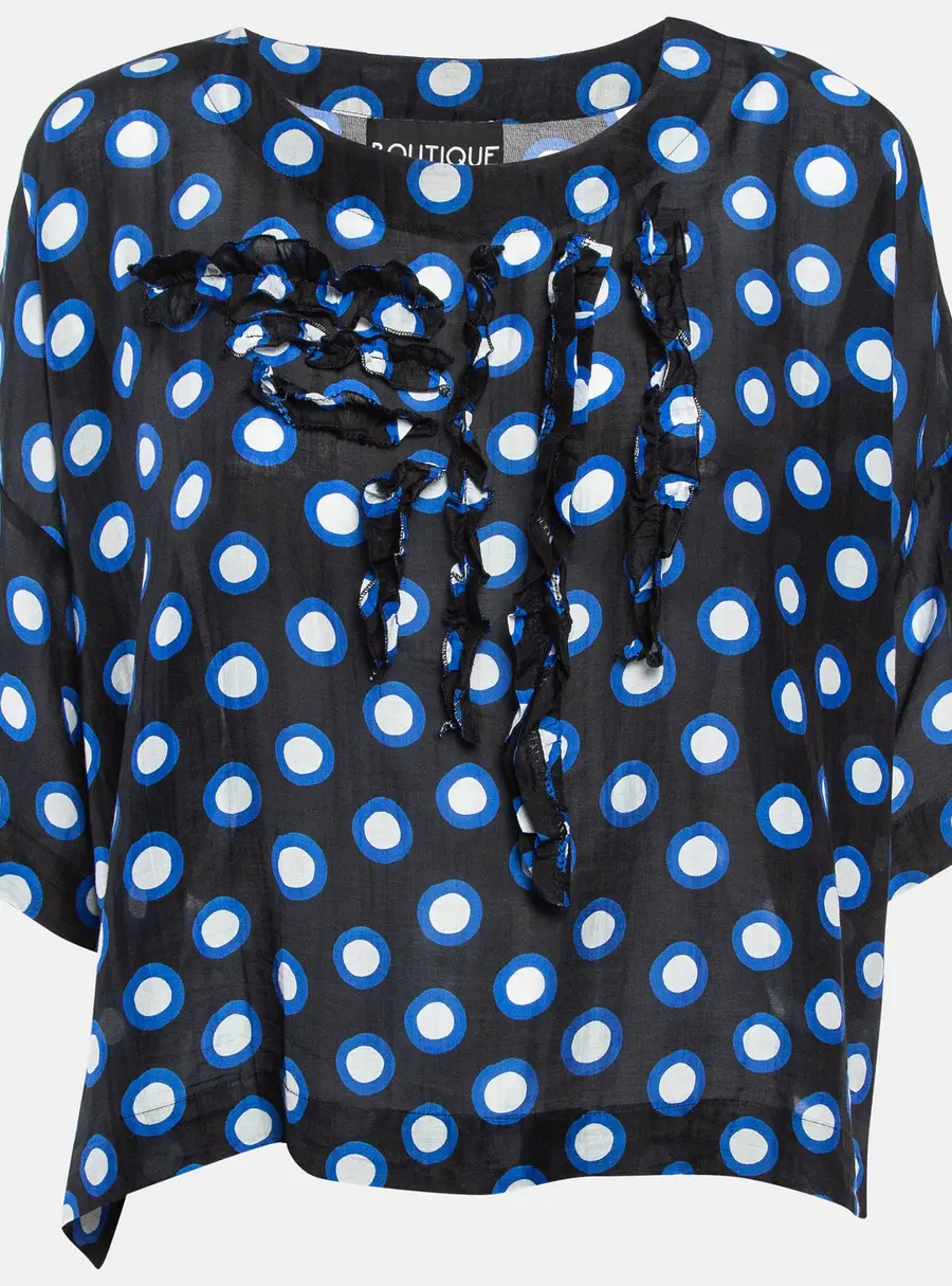Boutique Moschino Black Dot Print Cotton Oversized Cropped Top S