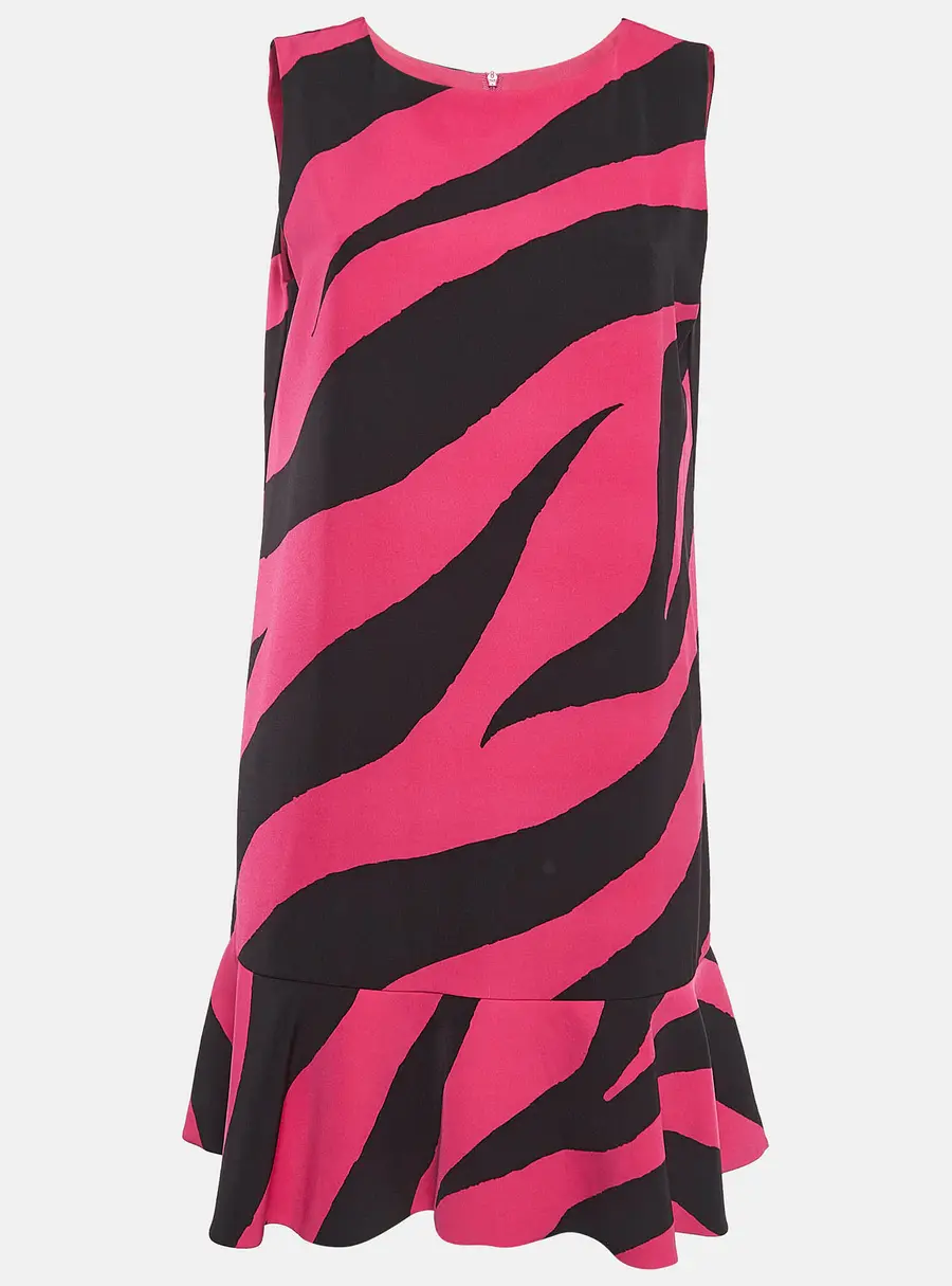 Boutique Moschino Black/Pink Zebra Print Jersey Sleeveless Dress M