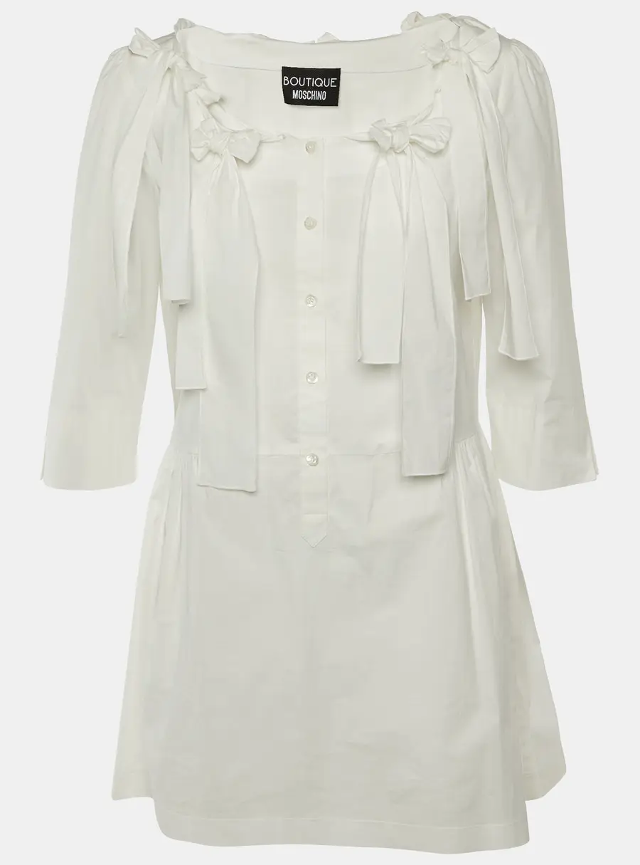 Boutique Moschino White Cotton Bow Detail Top M