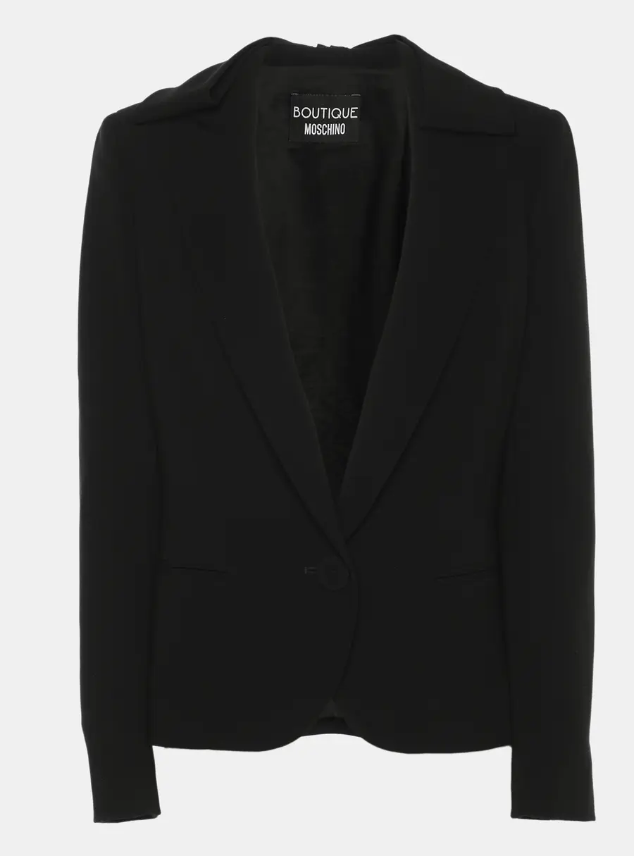 Boutique Moschino Black Crepe Bow Single Breasted Blazer S