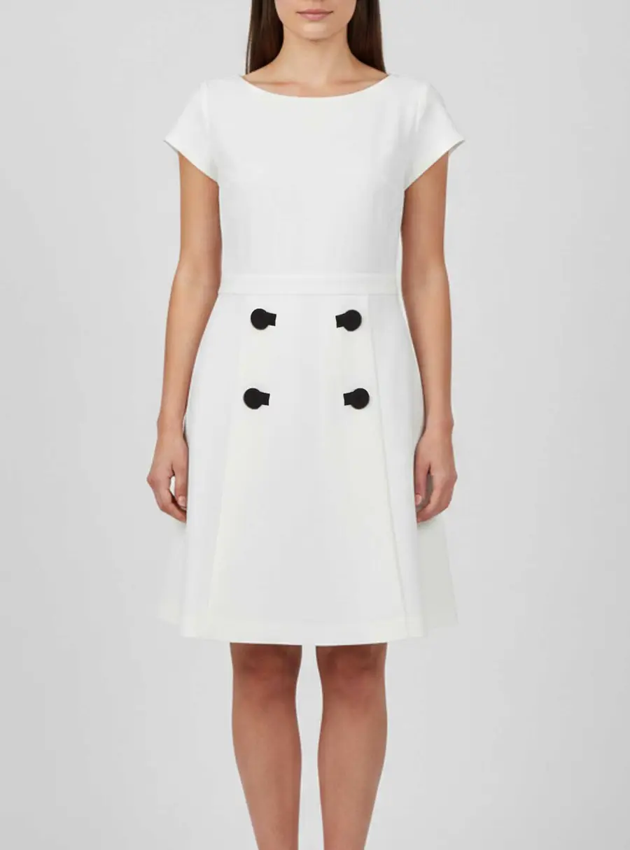 Boutique Moschino White Cotton Bateau Neck Mini Dress M