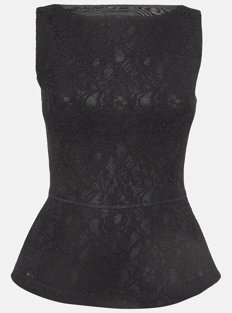Boutique Moschino Black Lace Peplum Top S
