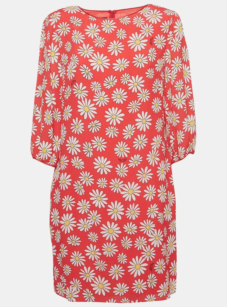 Boutique Moschino Pink Daisy Print Georgette Mini Dress M