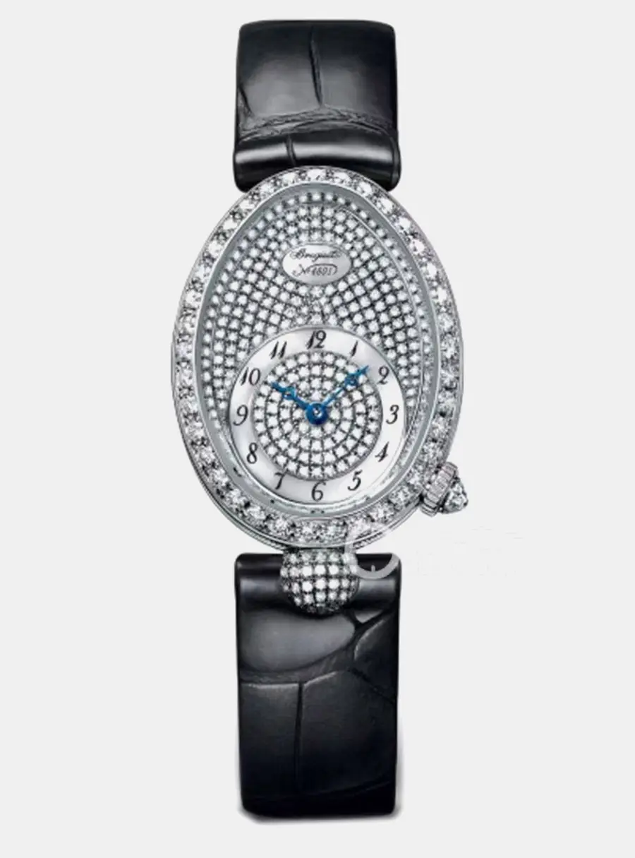 Breguet Reine de Naples 8928BB Diamond Pave 18k White Gold Women Wristwatch 33 mm