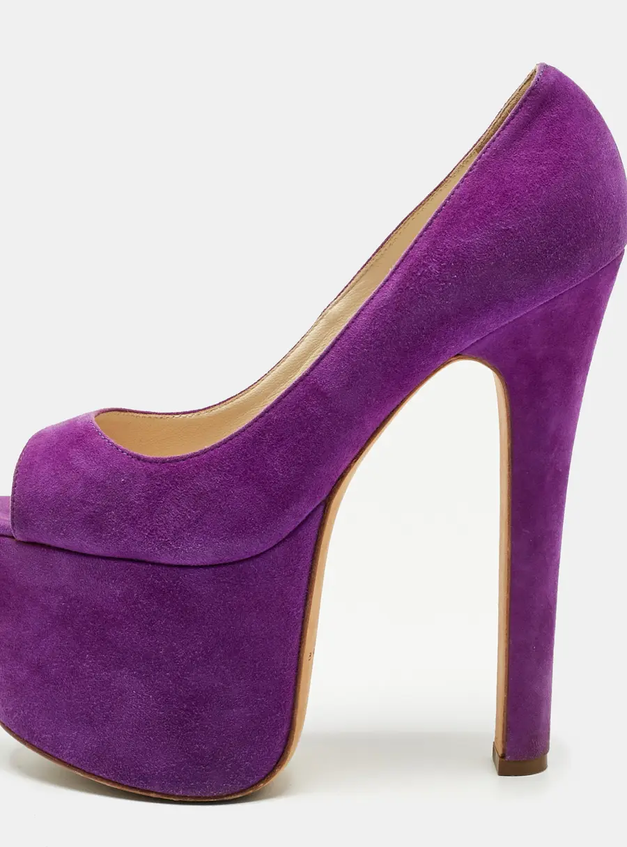 Brian Atwood Purple Suede Platform Open Toe Pumps Size 36