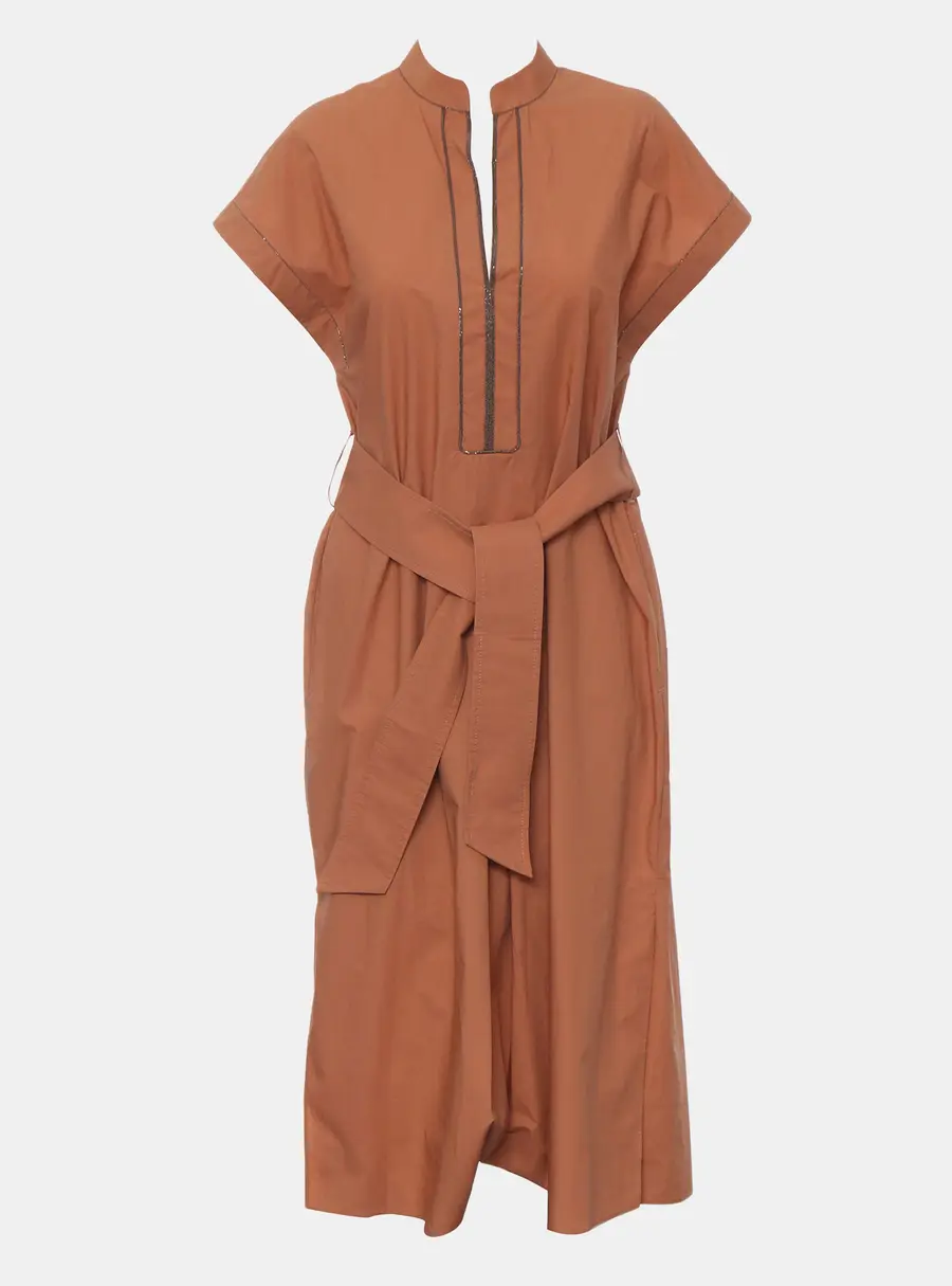 Brunello Cucinelli Sleeveless Embellished Belted Dress