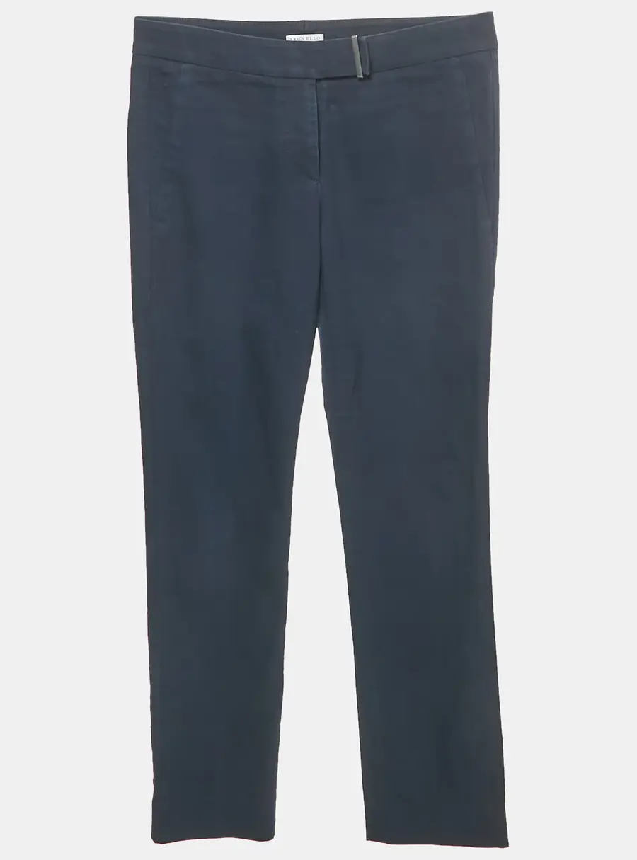Brunello Cucinelli Blue Cotton Slim Fit Trousers S