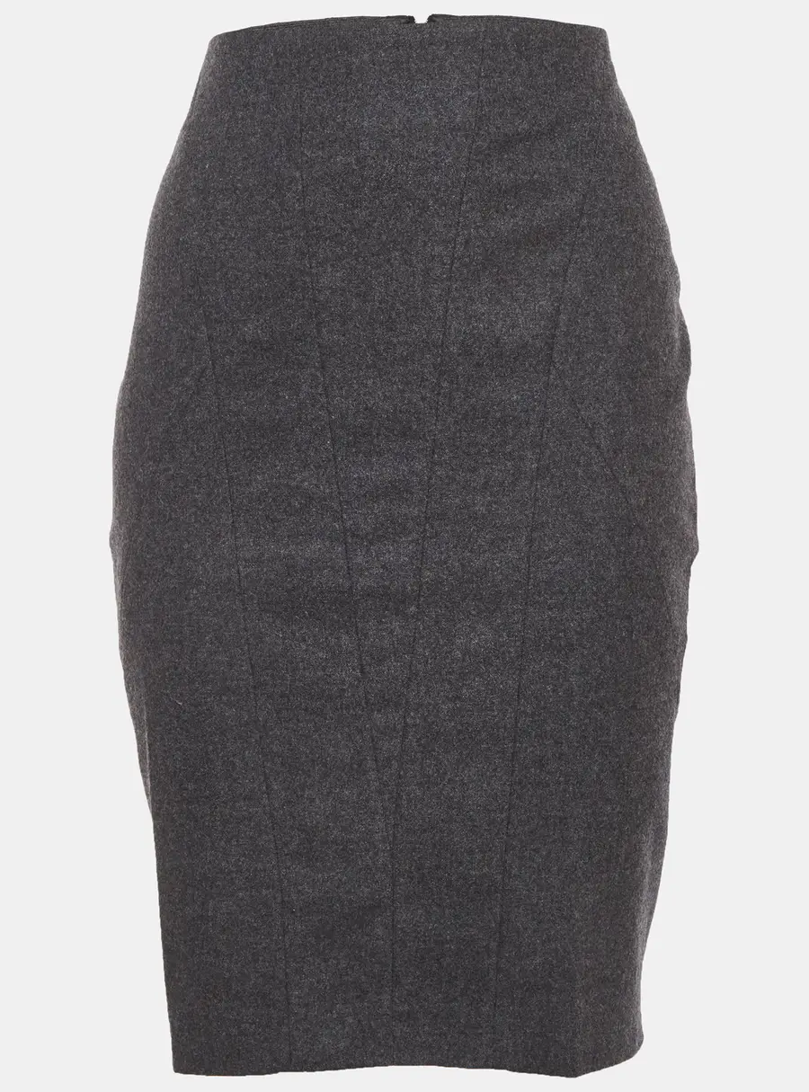 Brunello Cucinelli Grey Felt Pencil Skirt S