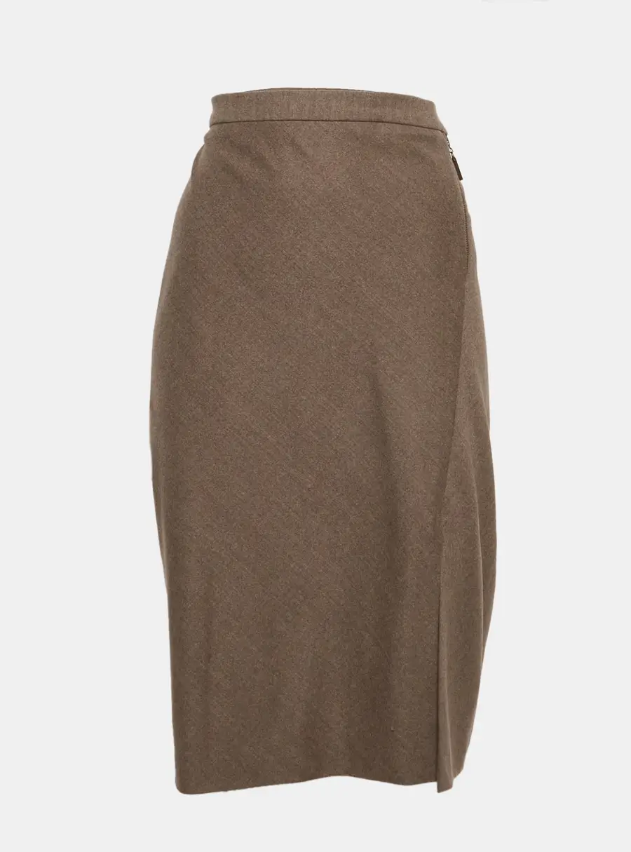 Brunello Cucinelli Brown Wool Pencil Skirt L