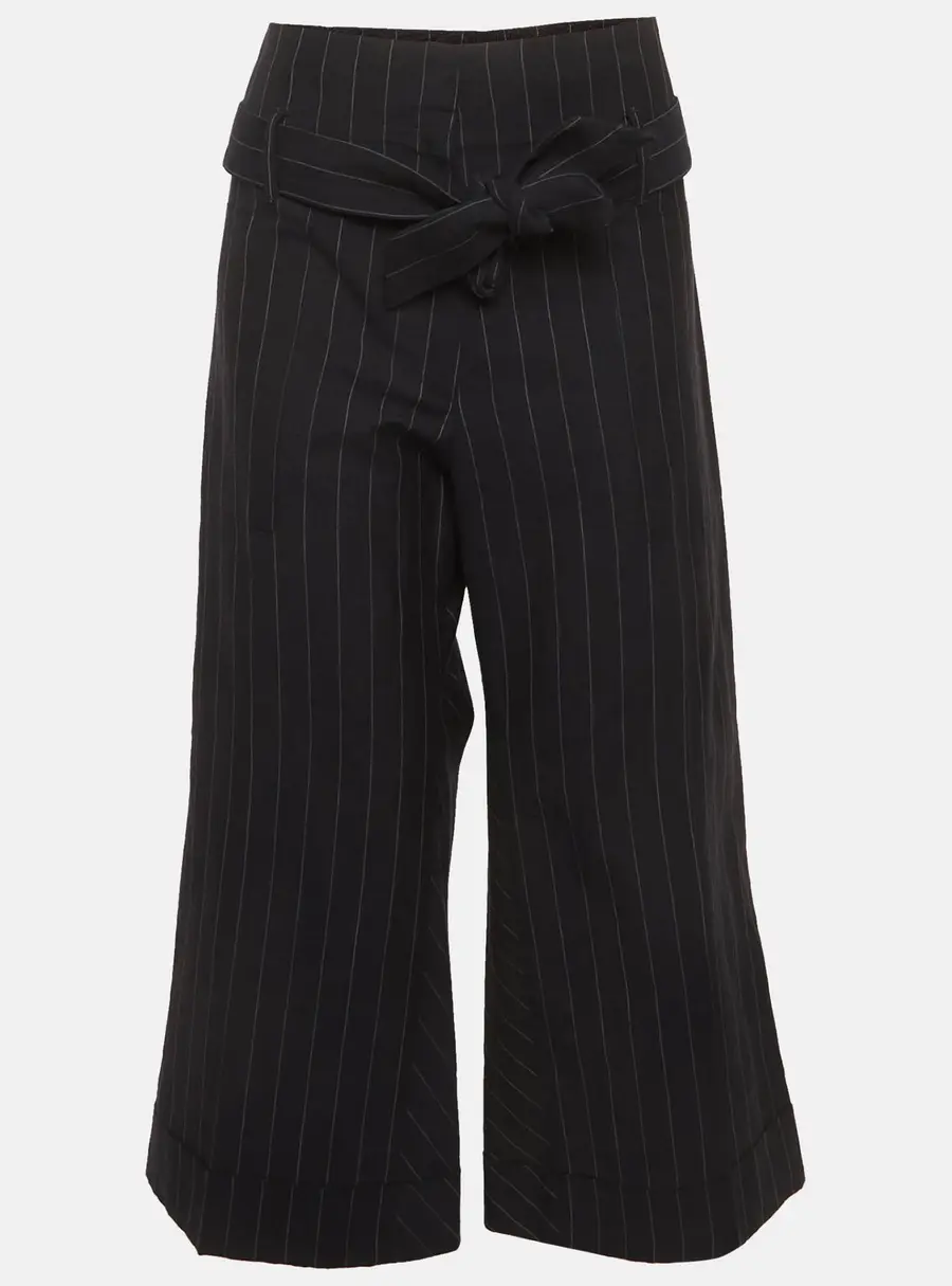 Brunello Cucinelli Navy Blue Striped Wool Blend Trouser M