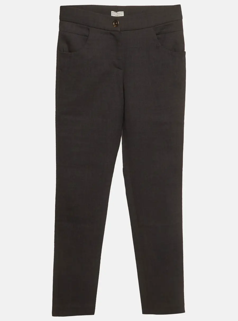 Brunello Cucinelli Grey Wool Straight Fit Trousers S