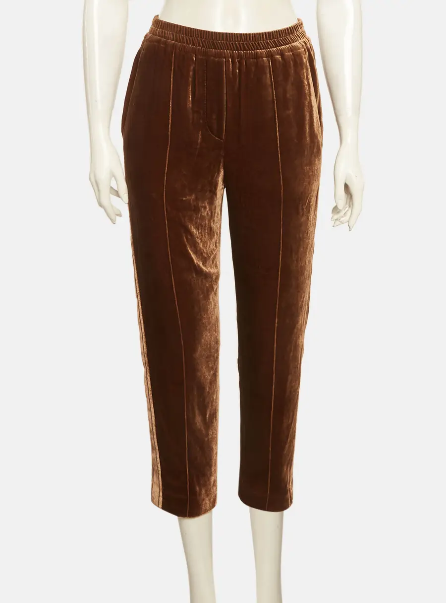 Brunello Cucinelli Brown Velvet Monili Detail Pants S