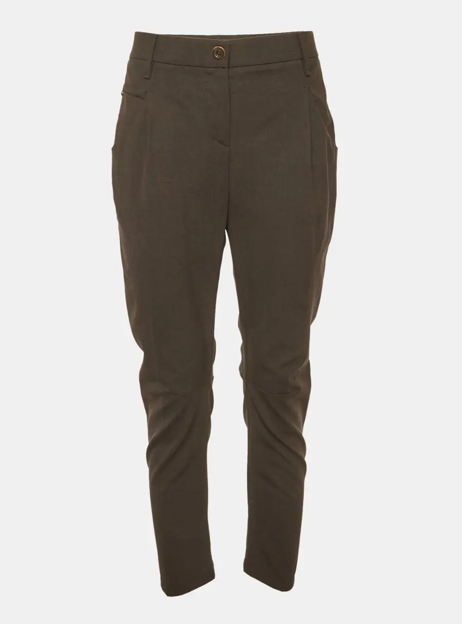 Brunello Cucinelli Dark Grey Wool Blend Trousers M