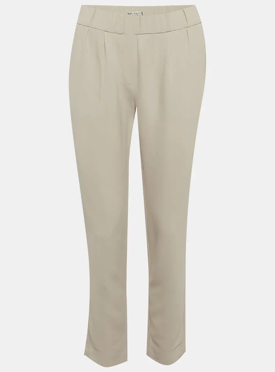 Brunello Cucinelli Light Grey Crepe Cropped Trousers S