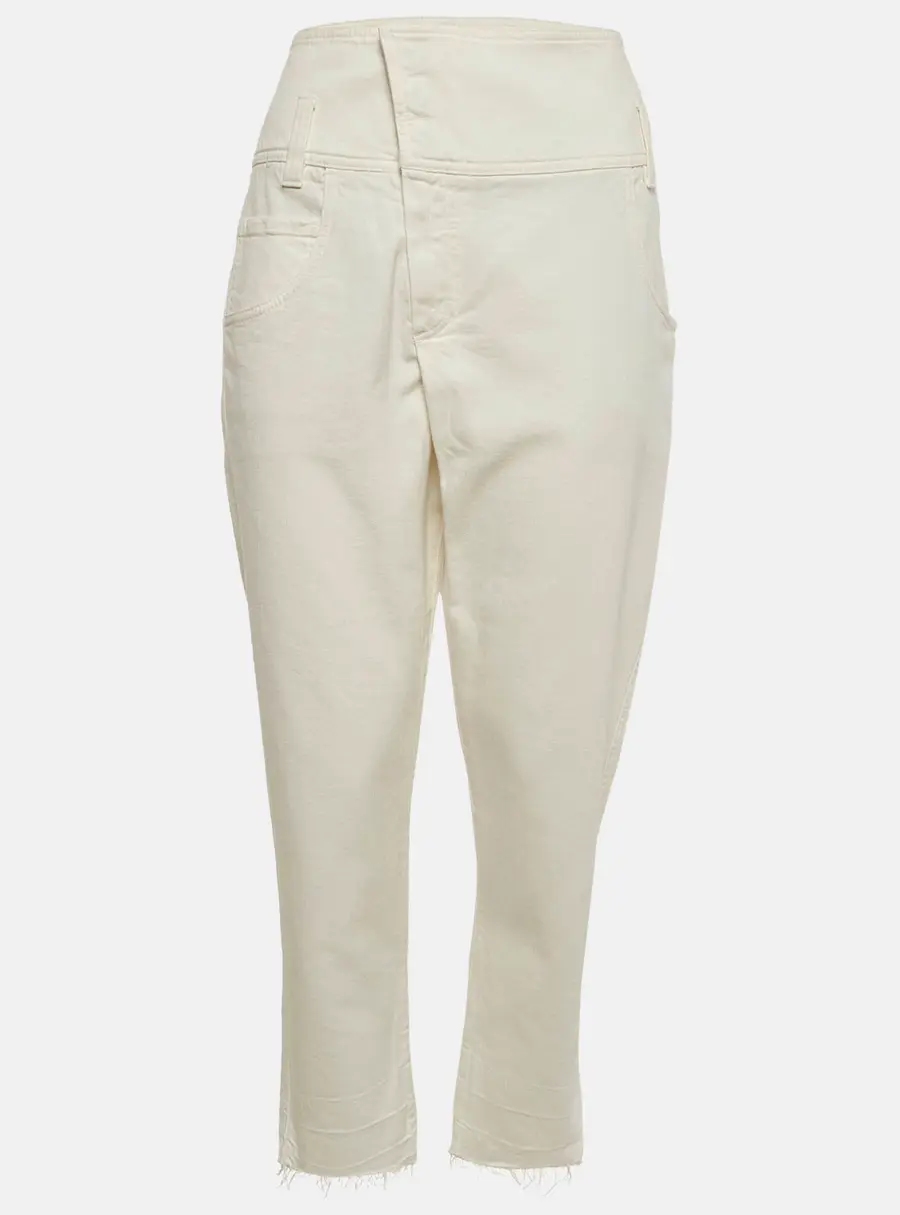 Brunello Cucinelli White Denim Straight Leg Raw Hem Jeans M/Waist 34"