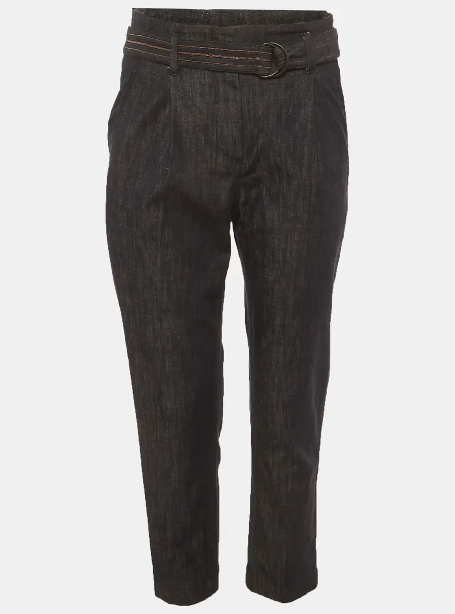Brunello Cucinelli Blue Chambray Straight Fit Trousers S