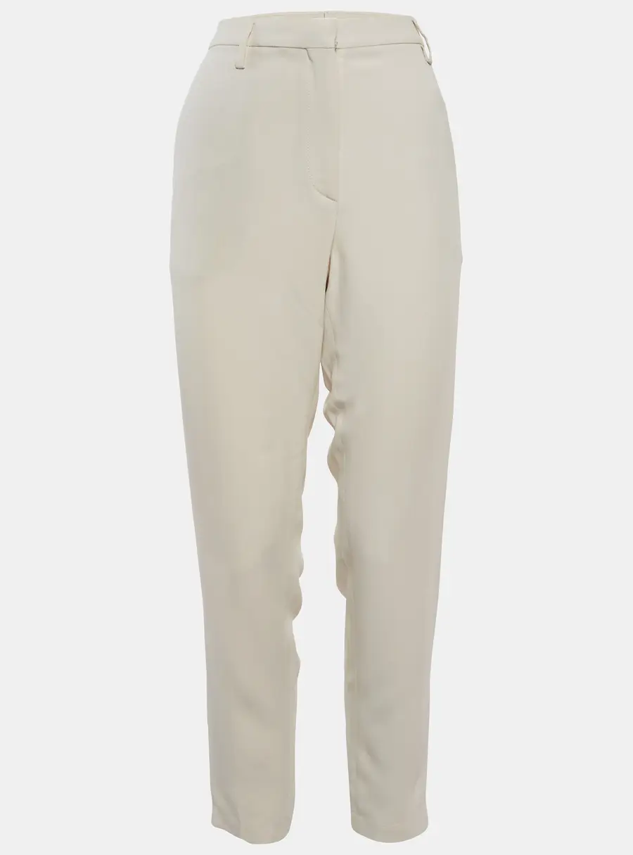 Brunello Cucinelli White Crepe Zip Up Trousers M