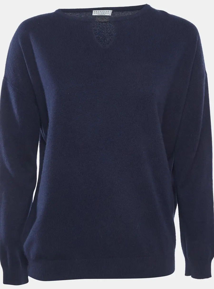 Brunello Cucinelli Blue Wool Blend Monili Jumper M