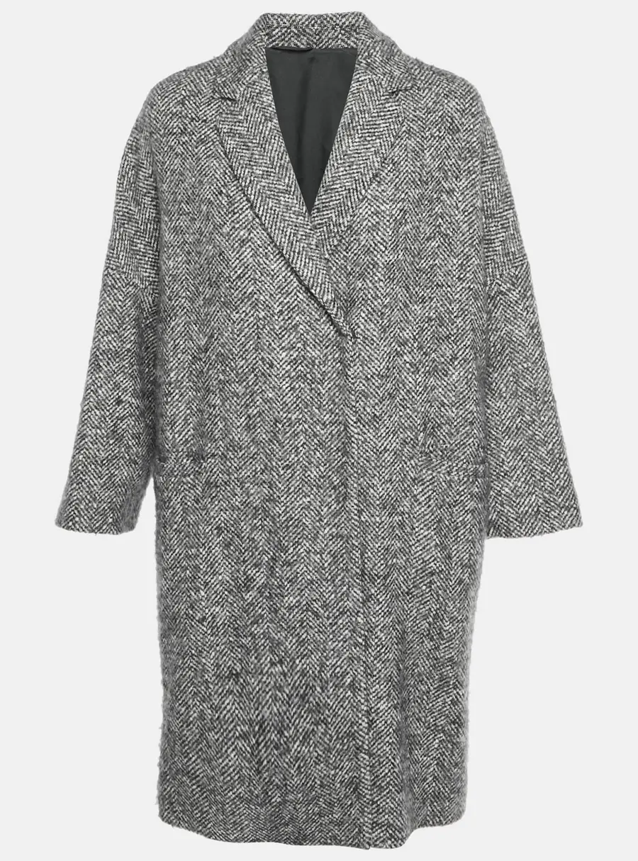 Brunello Cucinelli Herringbone Wool Blend Oversized Coat S