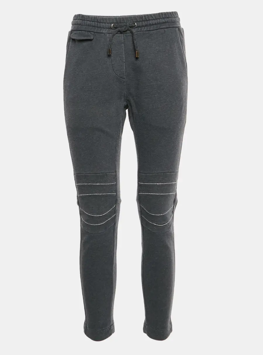 Brunello Cucinelli Grey Wool Monili Detail Sweatpants XS