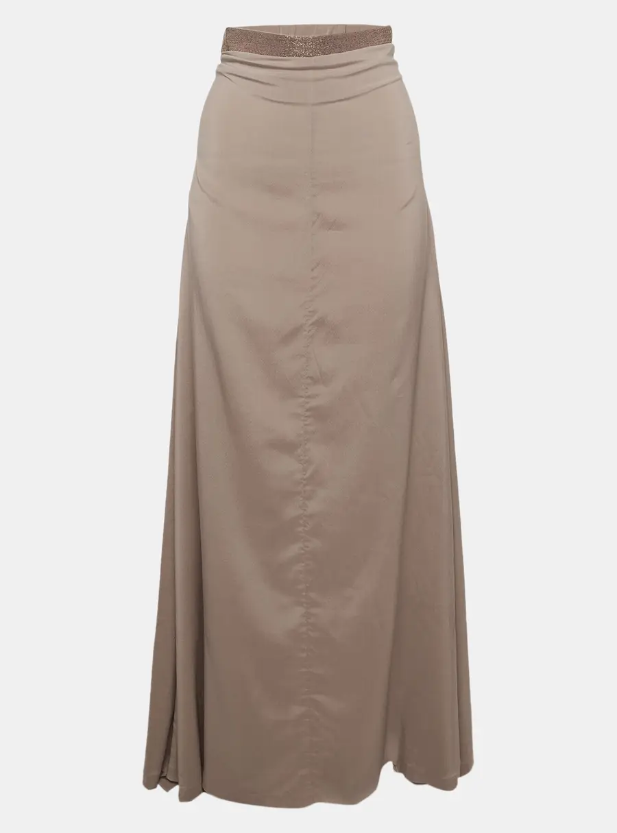 Brunello Cucinelli Brown Silk Blend Monili Waistband Skirt M