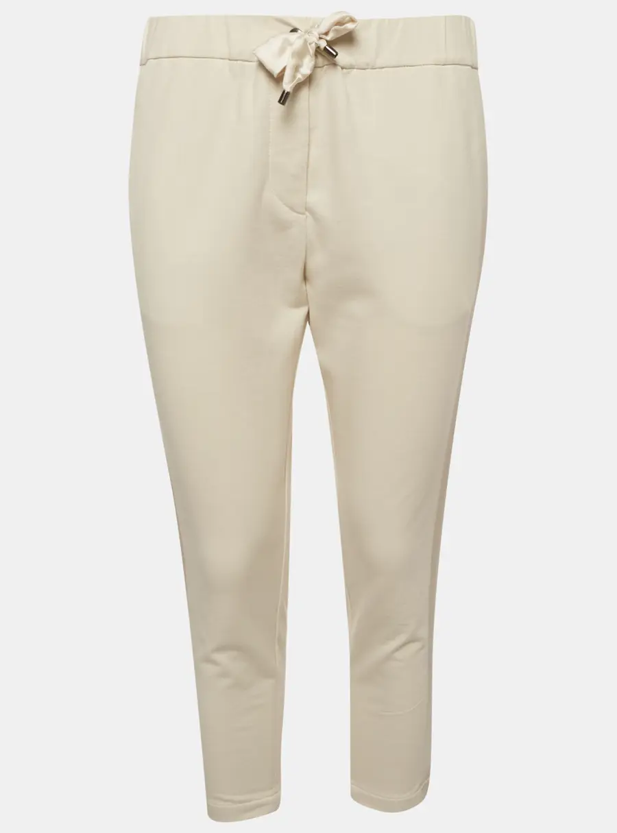 Brunello Cucinelli Cream Side Stripe Jersey Cropped Pants XS