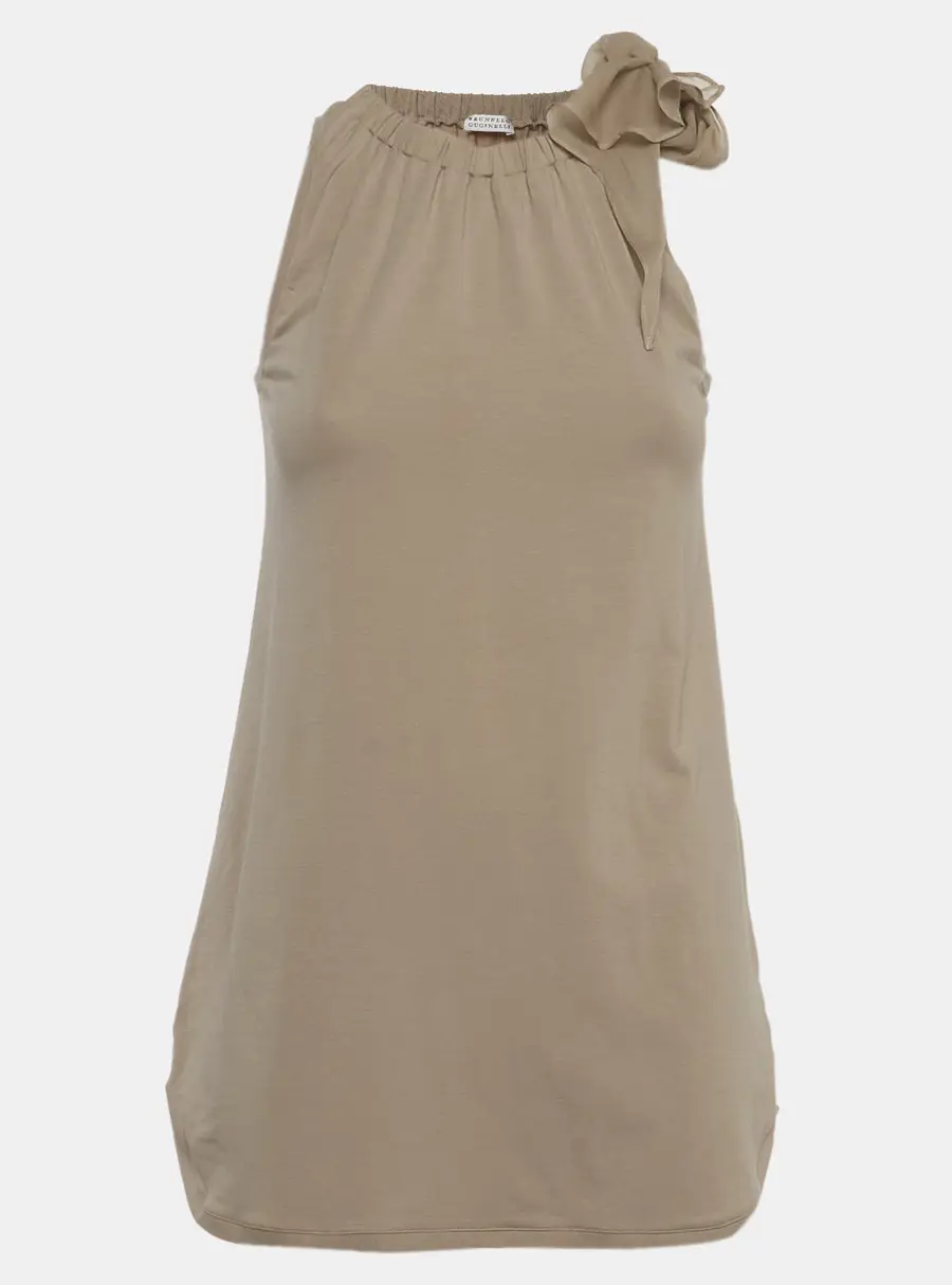 Brunello Cucinelli Grey Jersey and Chiffon Trim Tunic S