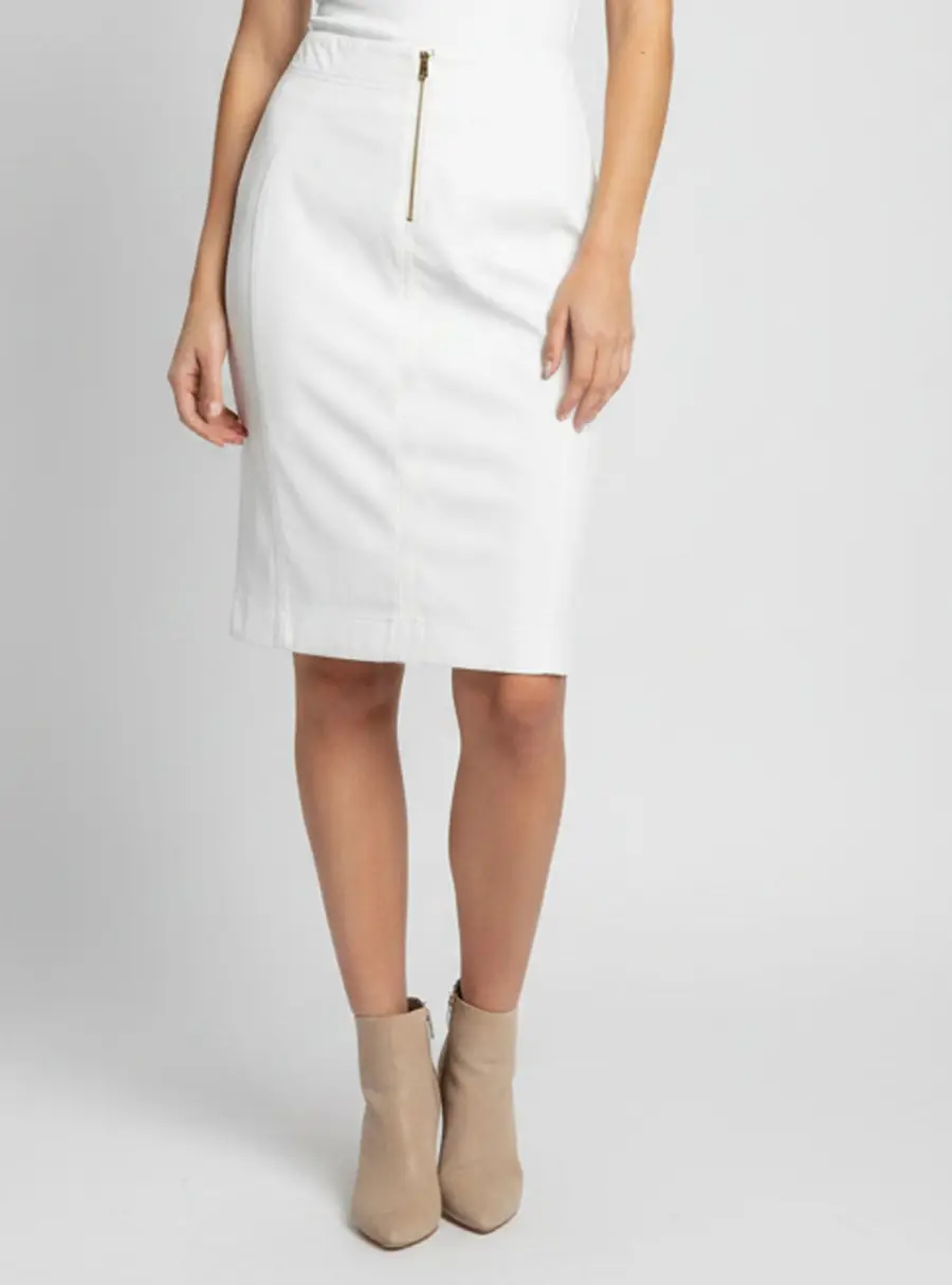 Tom Ford Off White Denim Knee Length Skirt M