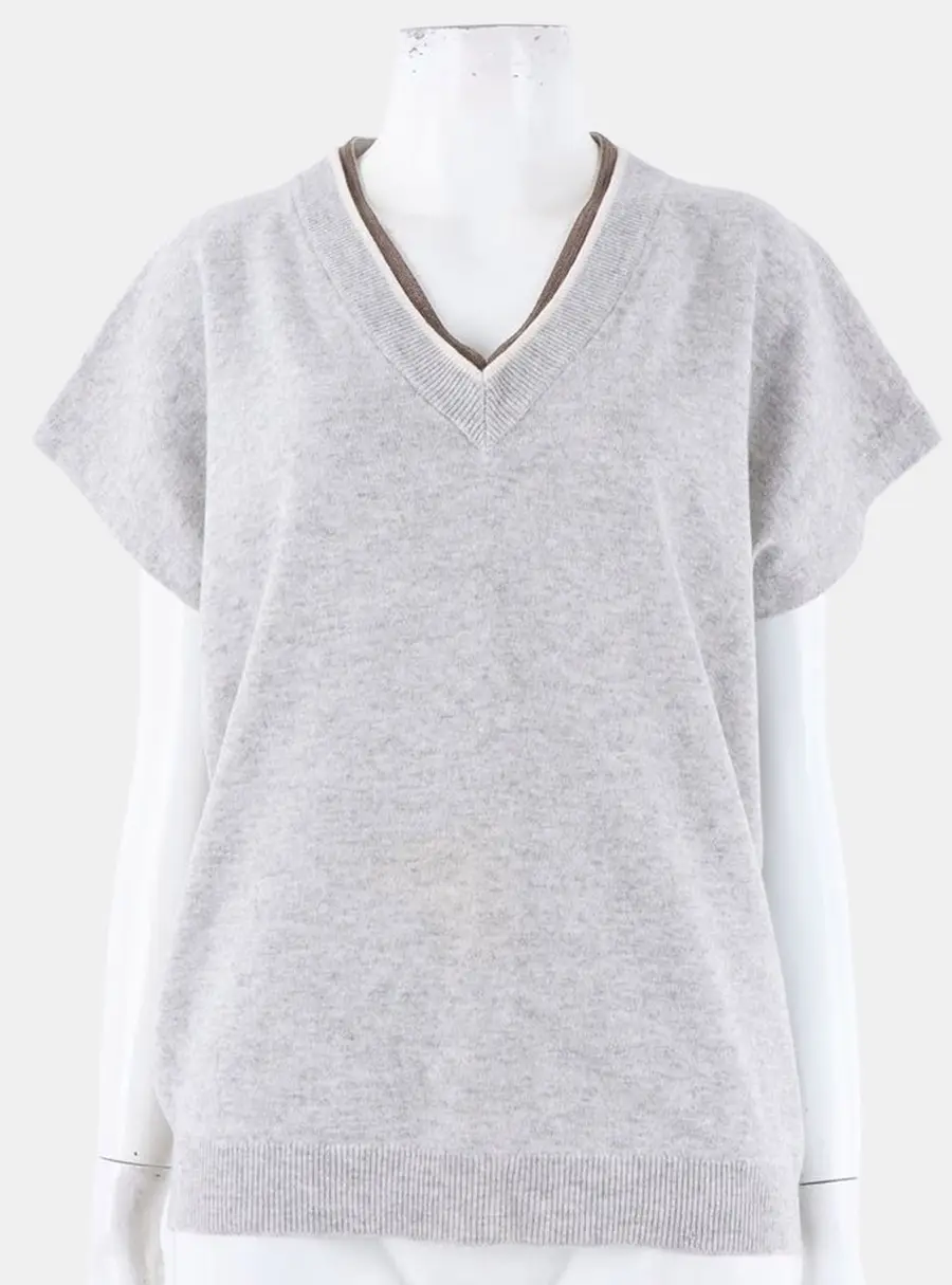 Brunello Cucinelli Knit Grey Cotton Vest Size S