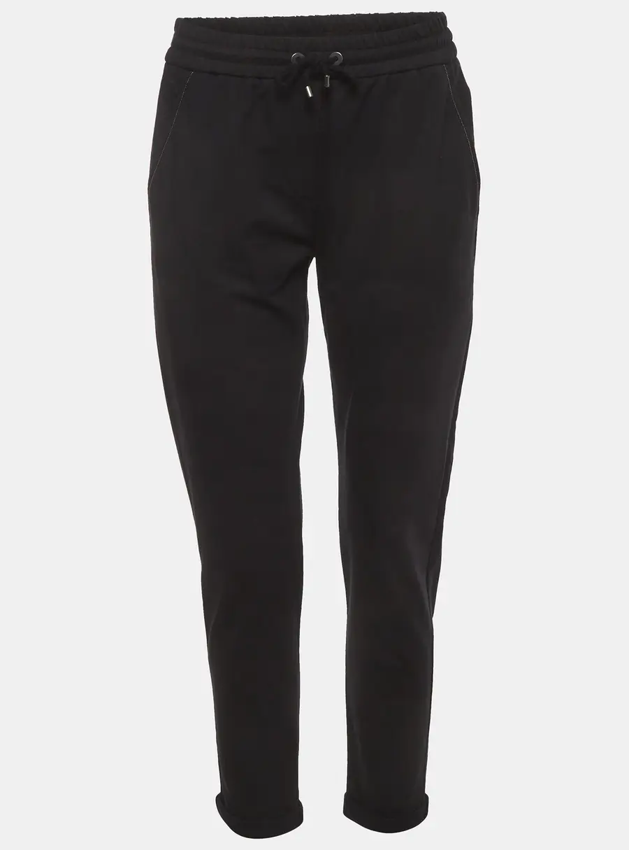 Brunello Cucinelli Black Jersey Drawstring Joggers S
