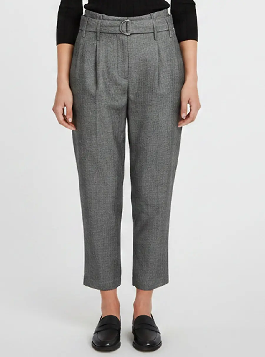 Brunello Cucinelli Grey Herringbone Linen Blend Regular Fit Trousers M