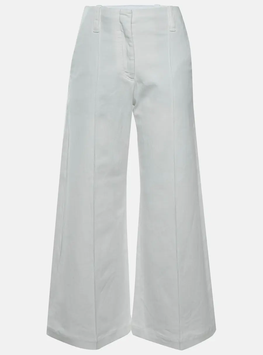 Brunello Cucinelli White Denim Wide Leg Pants XS