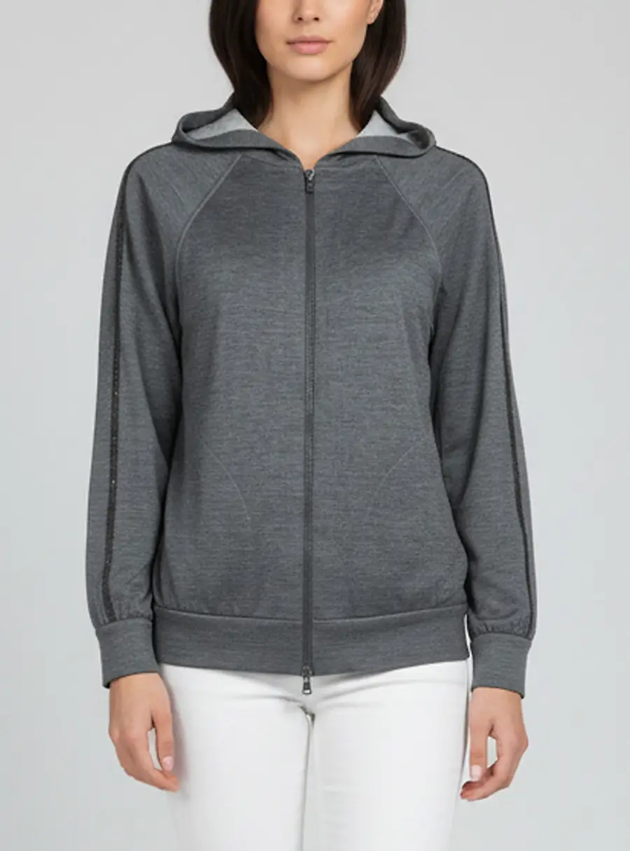 Brunello Cucinelli Grey Monoli Detail Jersey Hooded Sweatshirt S