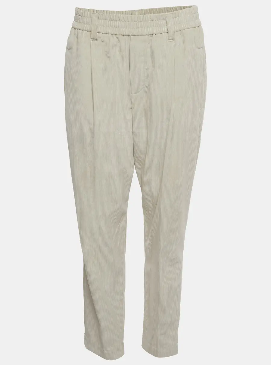 Brunello Cucinelli Light Grey Corduroy Monili Detail Trousers M