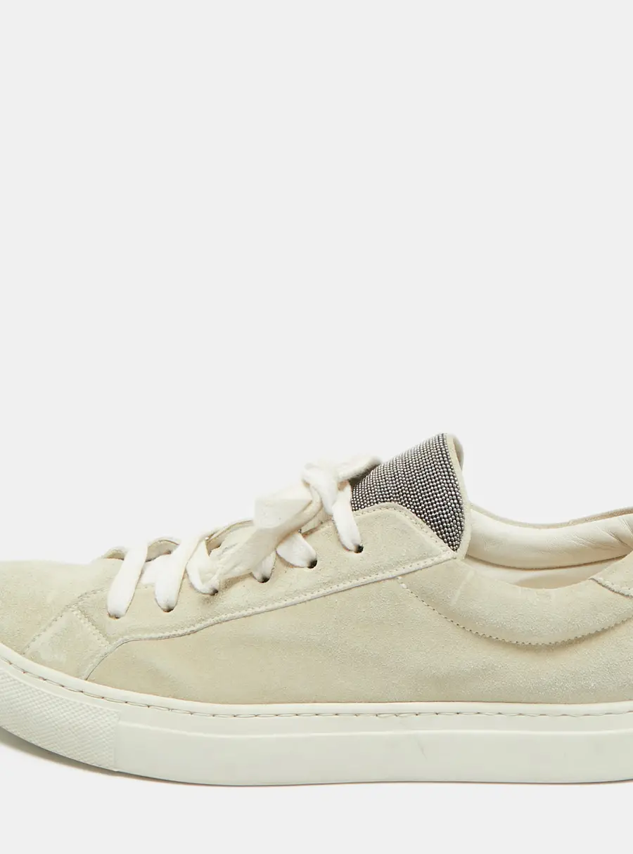 Brunello Cucinelli Grey Suede Low Top Sneakers Size 40