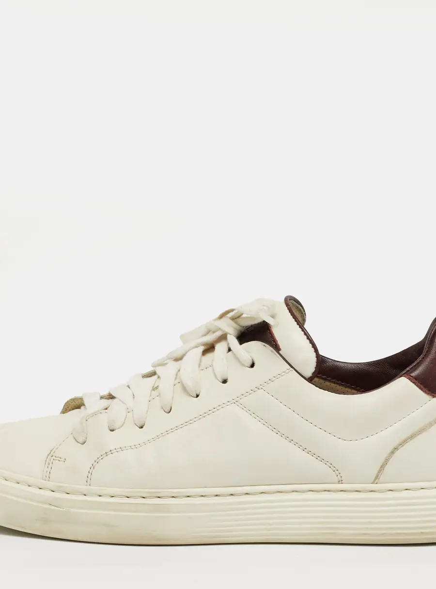 Brunello Cucinelli Size 40 Burgundy/White Leather Lace Up Sneakers