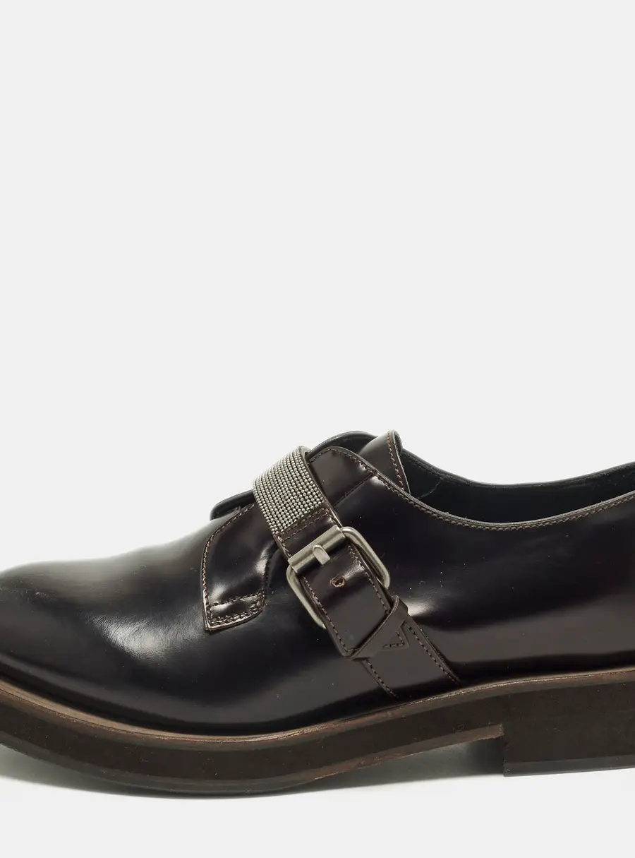 Brunello Cucinelli Monili Size 37.5 Brown Leather Oxfords
