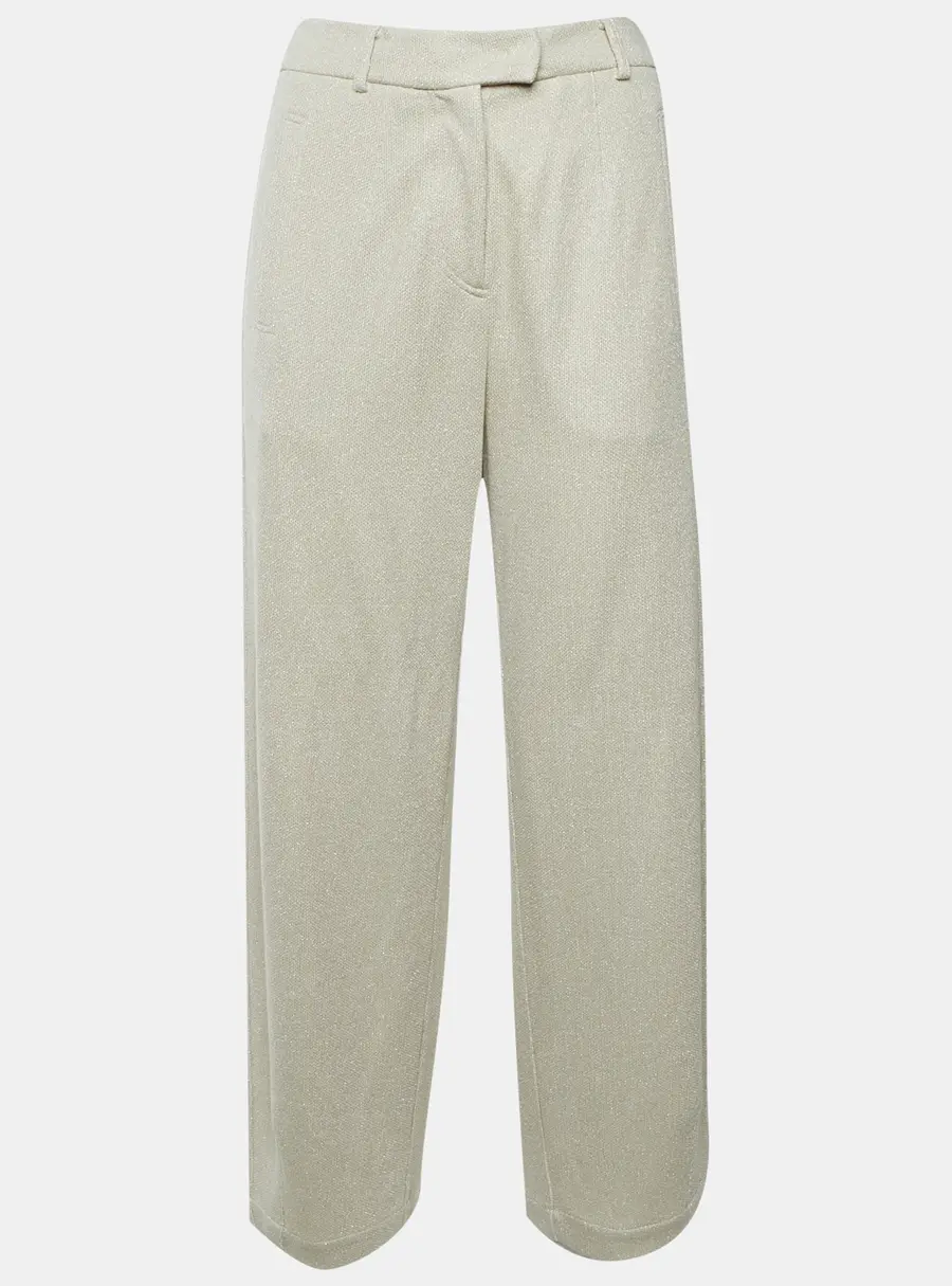 Brunello Cucinelli Beige Sparkling Pique Lurex Knit Wide Leg Pants XS