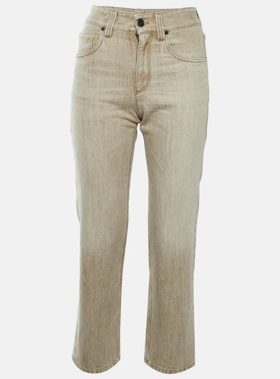 Brunello Cucinelli Beige Denim Relaxed Fit Jeans XS/Waist 26"