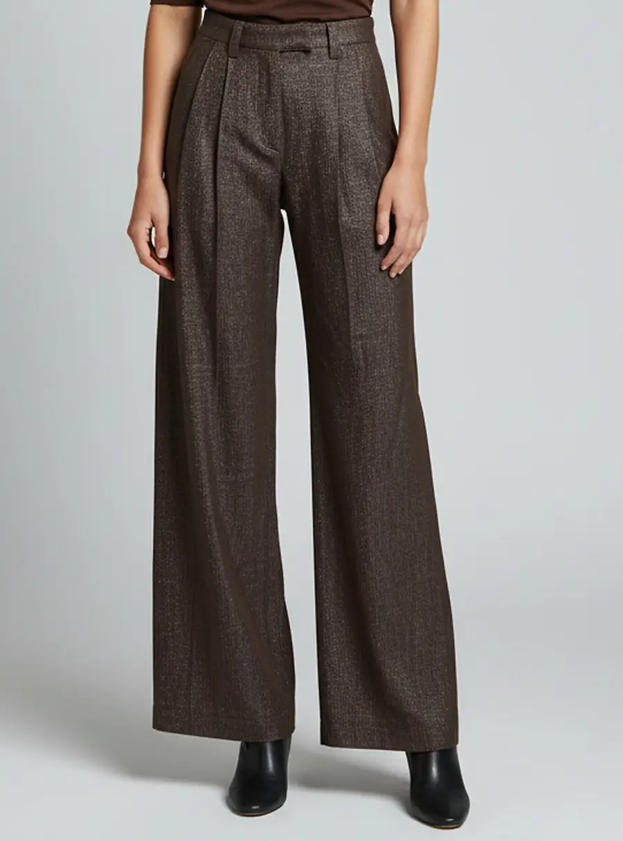 Brunello Cucinelli Brown Lurex Denim Loose Fit Jeans XS/Waist 26"
