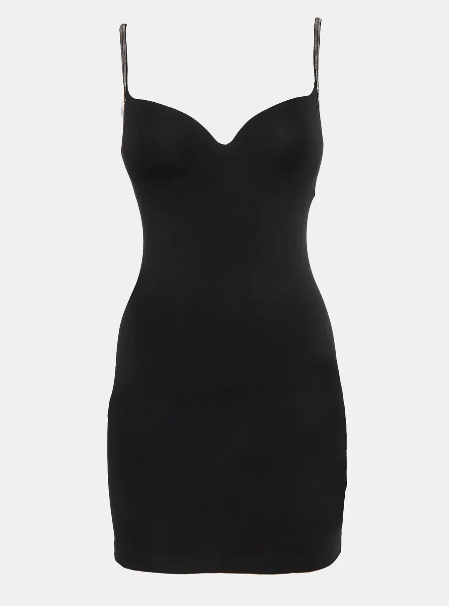 Brunello Cucinelli Black Jersey Strappy Mini Dress M