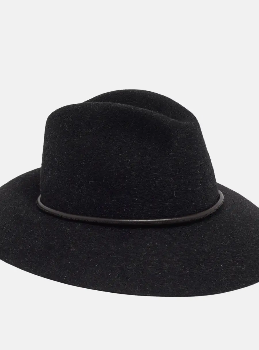 Brunello Cucinelli Black Monili Embellished Fur Felt Fedora Hat S