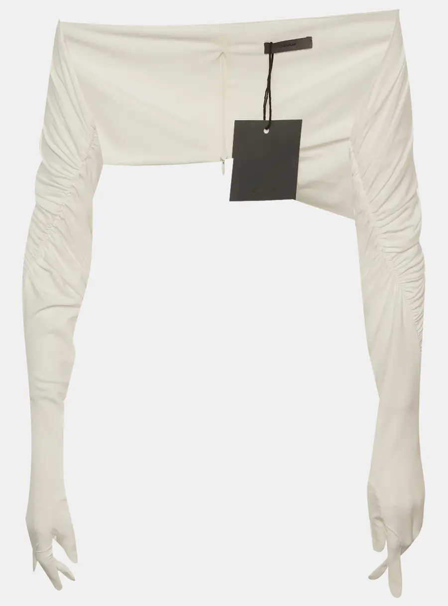 C. Dam White Stretch Crepe Shrug One Size
