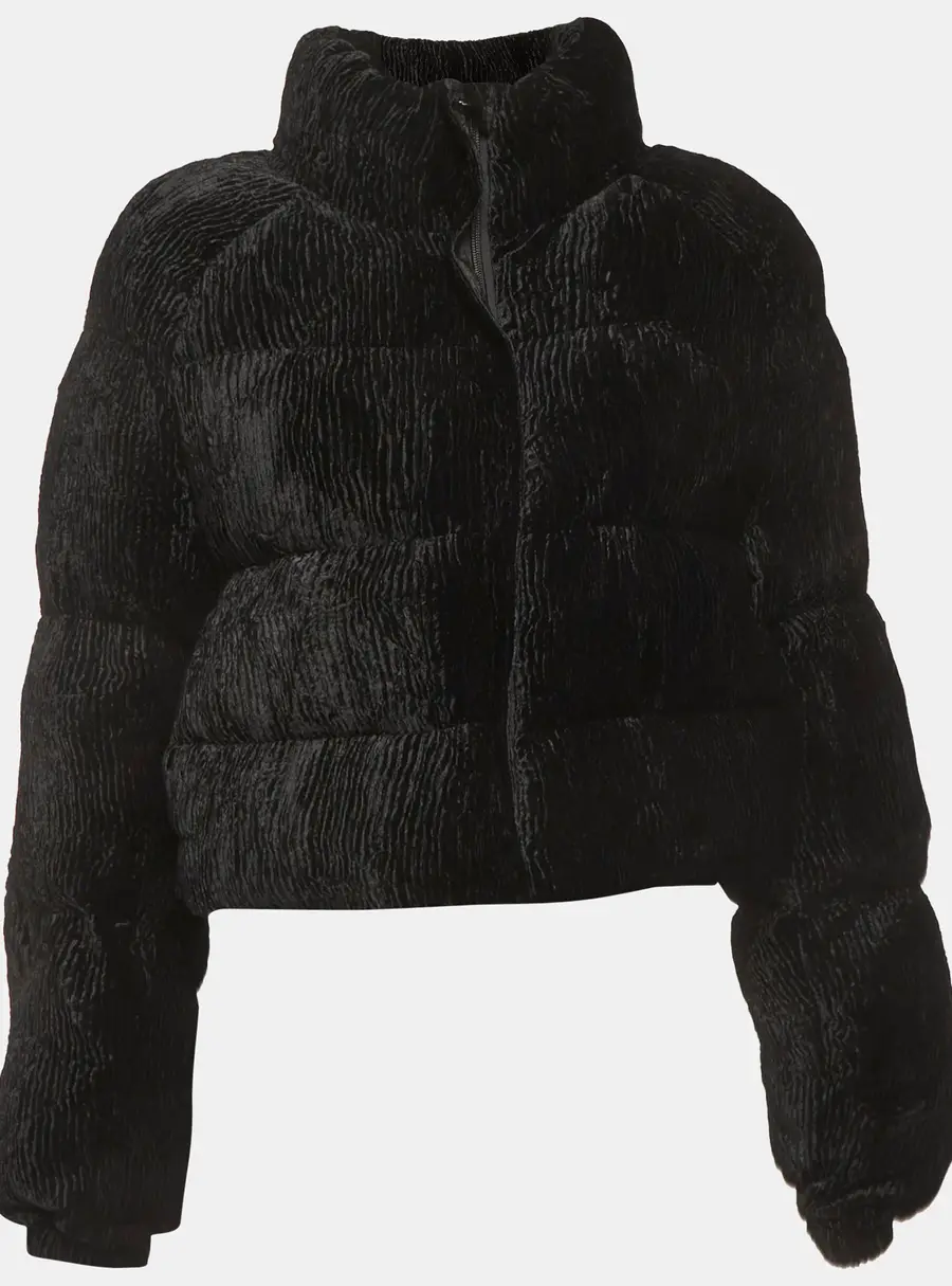 Cult Gaia Black Corduroy Bombon Puffer Jacket XS
