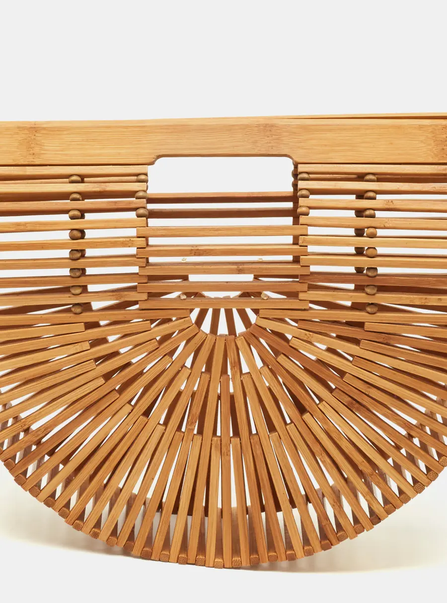 Cult Gaia Ark Small Tan Bamboo Clutch