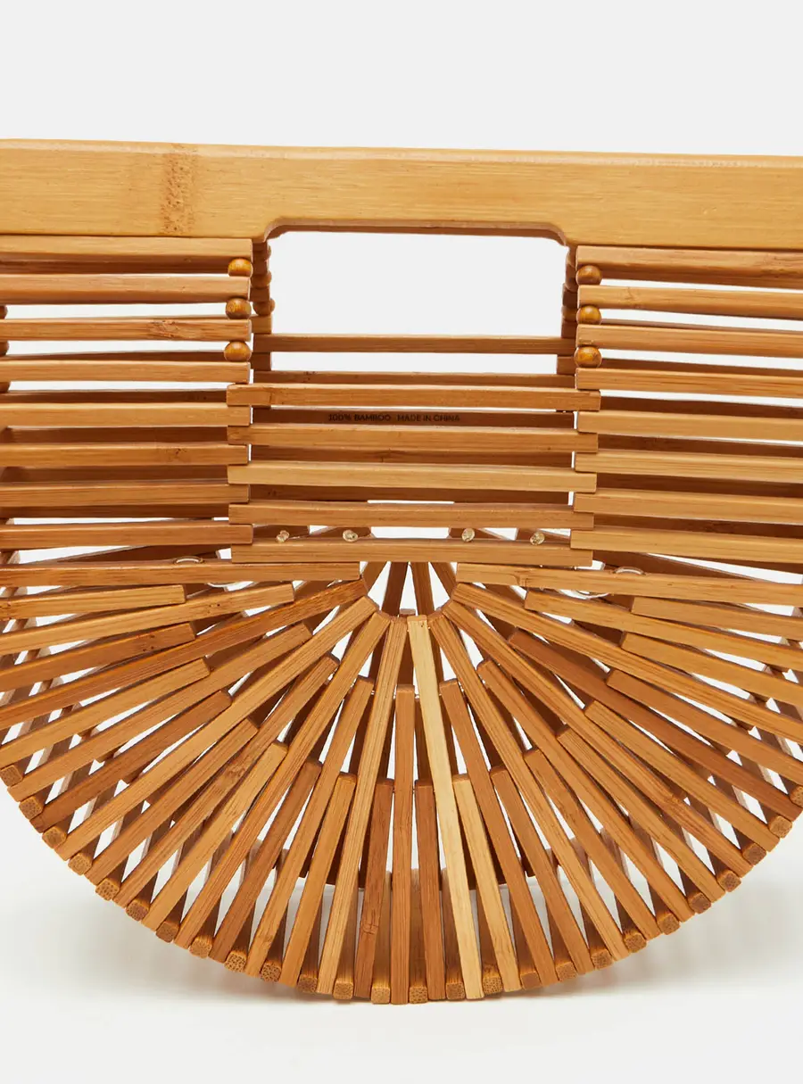 Cult Gaia Ark Mini Tan Bamboo Natural Clutch