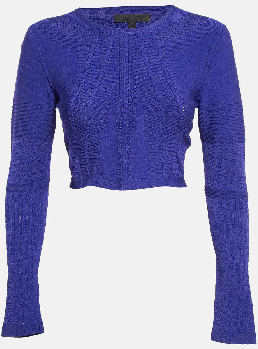 Cushnie et Ochs Purple Stretch Knit Long Sleeve Crop Top M