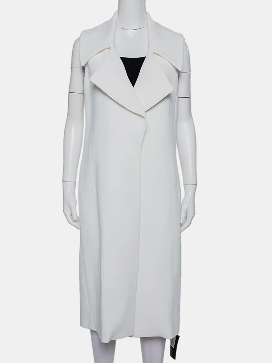 Cushnie et Ochs White Crepe Collared Open Front Coat S